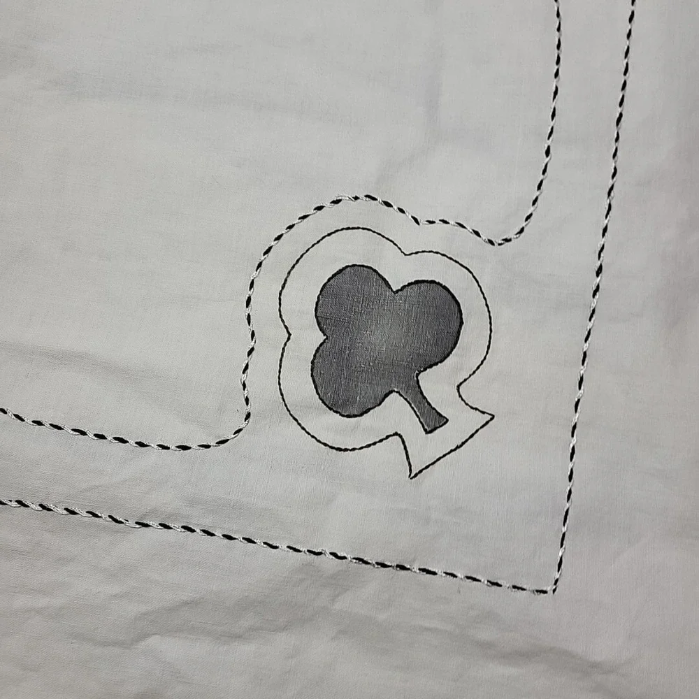 Vintage Card Table Tablecloth Card Suits In Corners Ties Down Poker Game Night